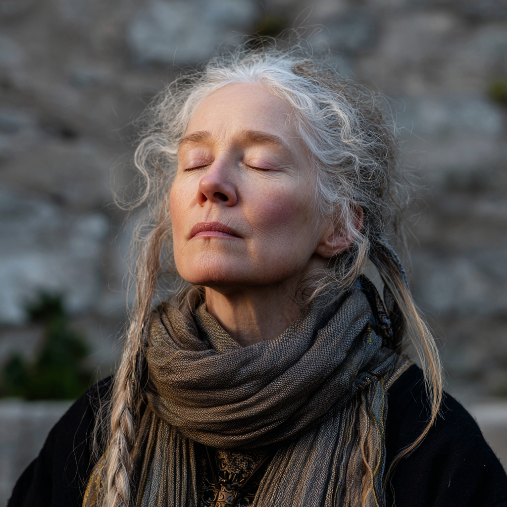 Középkorú magyar férfi jógapózban, koncentráltan gyakorol az egészséges testtartásért